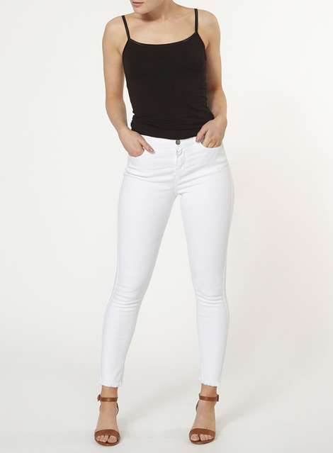 White raw hem 'Darcy' Ankle Grazer Authentic Skinny Jeans